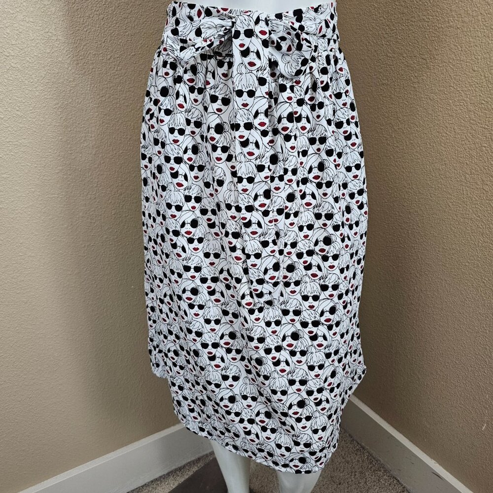 Porridge Anthropologie NWT Getaway Tie Front A-line Sunglasses Faces Skirt~XS